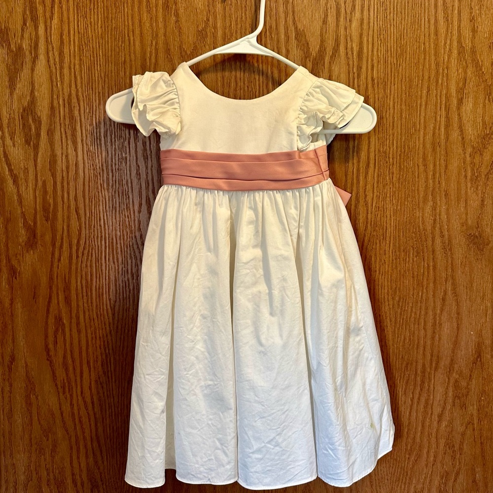 Azazie White Dress with Pink Rosette Sash for Kids